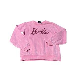 Barbie 10 pink sweatshirt worn once euc great cotton polyester blend